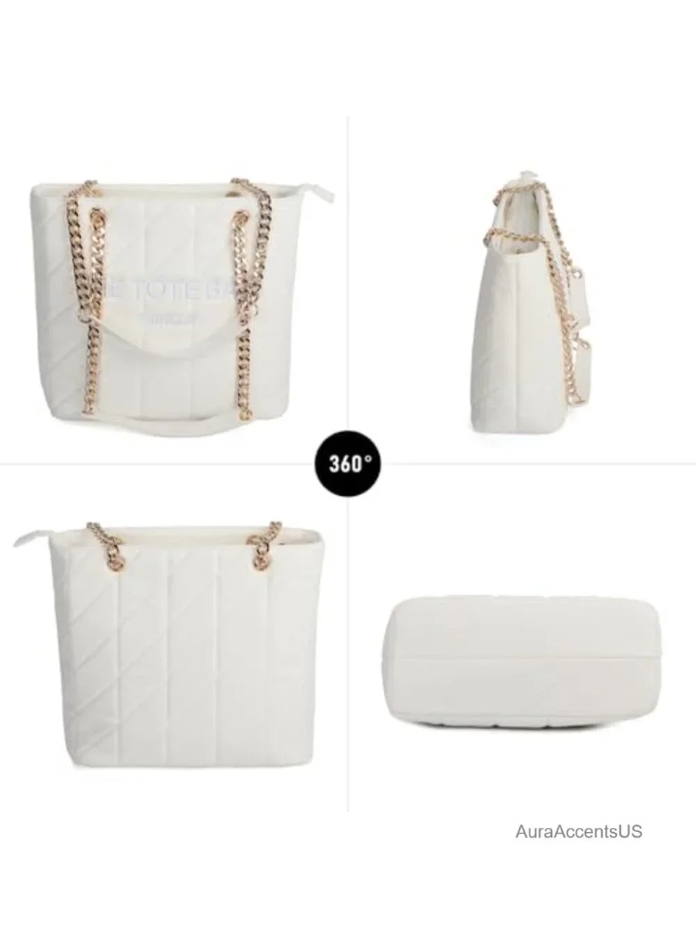 Medium Top Handle Tote Bag with Zipper, Faux Leather
